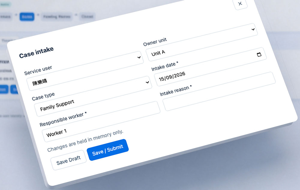 Case management UI mockup